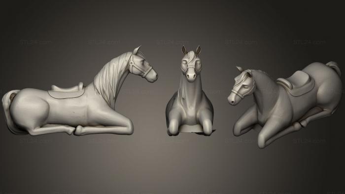 Статуэтки животных (Лежачая лошадь, STKJ_1128) 3D модель для ЧПУ станка
